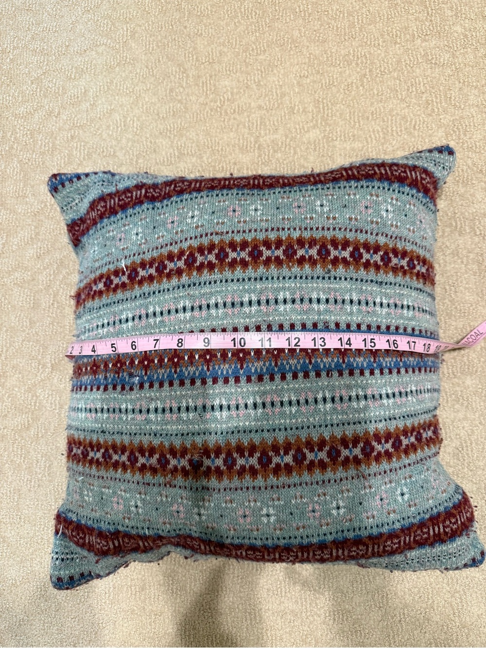 Ralph Lauren collection Handmade Knit Patterned Throw Pillow - Blue and Brown